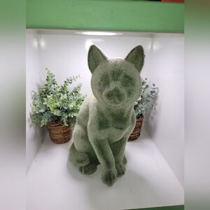 UNIQUE VINTAGE Olive Green Cat Covered in Velvet like material